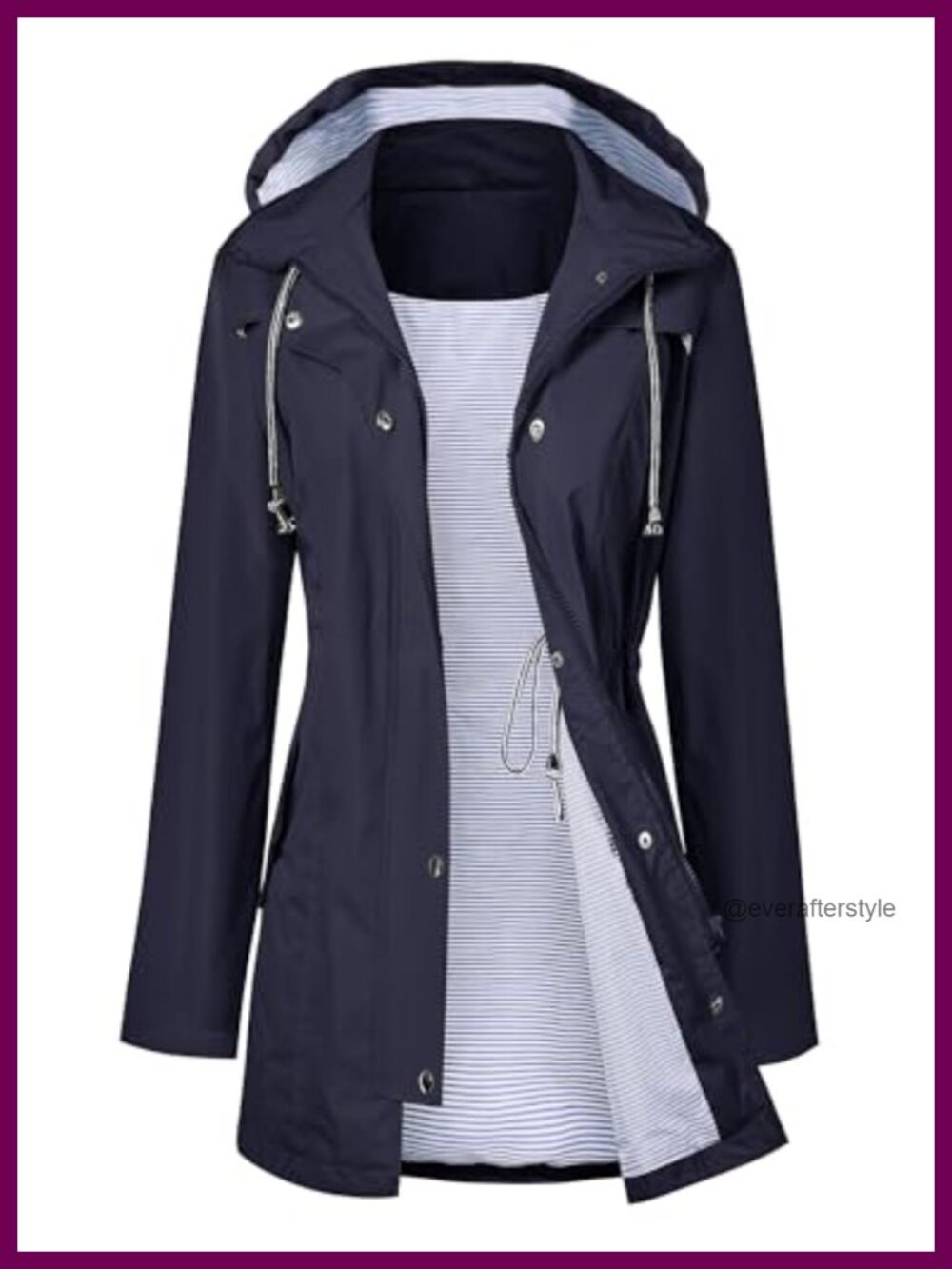 Waterproof Long Hooded Trench Raincoat Lined Windbreaker